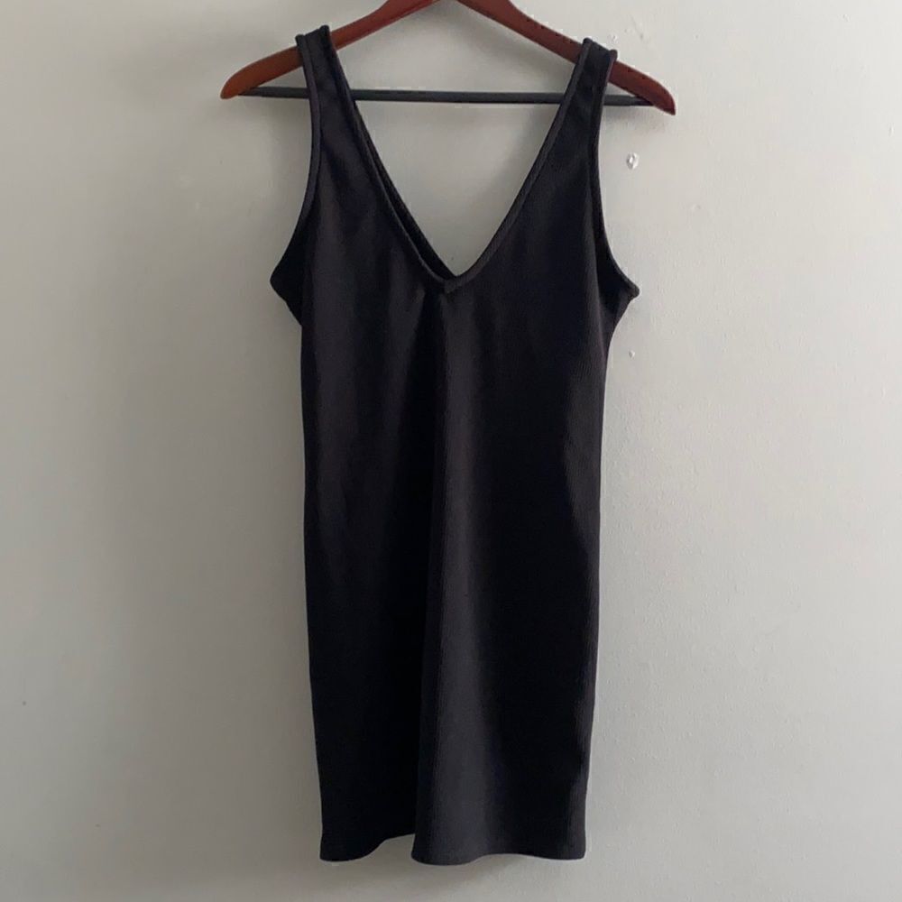 Wild Fable ribbed v-neck black dress